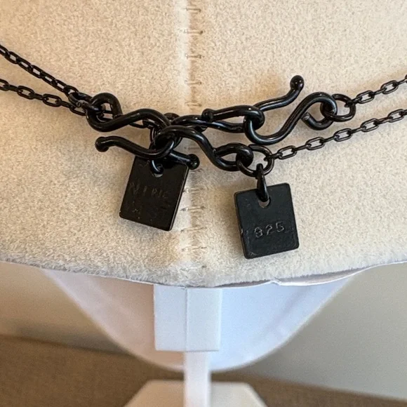 Set of Two 90s Vintage Nine West 925 Sterling Silver Stone Pendant Necklaces - Picture 2 of 7